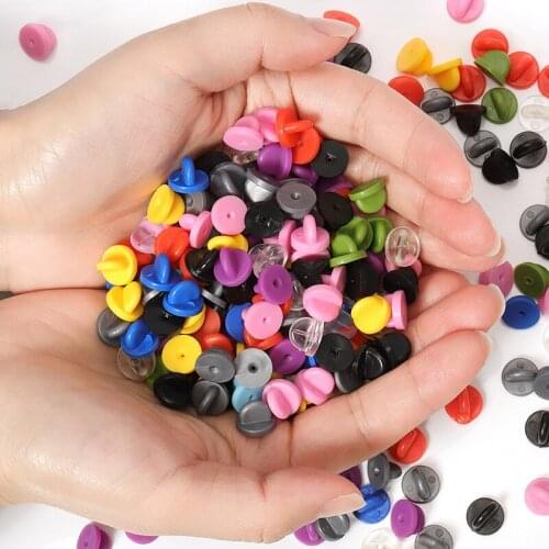 50 Pcs/Set Rubber Pin Backs Brooch Button Clasp Clutch Care Cap Nail Tie Back Stoppers Squeeze Badge Holder Jewelry Accessories