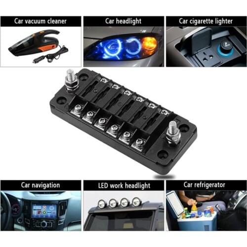 6 Independent Positive And Negative Fuse Boxes Without Fuse Strips Car Long Fuse Box 1 In 6 Out With Stickers Auto Repair Tools