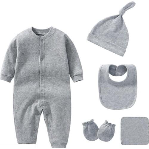 6pcs Baby Boy Jumpsuits Fashion Cotton Solid Newborn Infant Baby Boys Romper Outfits Clothes sets