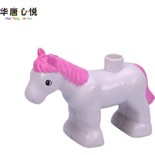Big Size Animal Series Little Pink Horse Cute Pet Zoo Decorations Building Blocks Educational Toys Childs Gifts Model Big Sizes