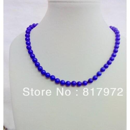 8mm Bead Simple Style Purity Blue Lapis Lazuli Rounde Bead Handmake Necklace Woman Party Gift charm &6N00125