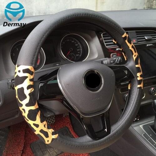 Personalized Leopard Print Steering Wheel Covers Universal Fits 95% Cars Gold Steering Wheel Cover Leopard Print Car Accessories