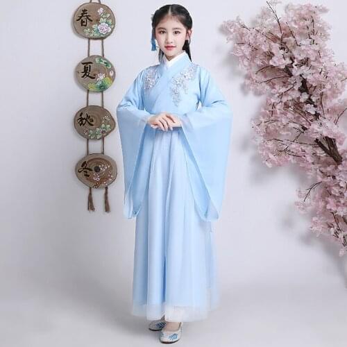Girls Han Fu Princess Birthday Party Dance Perform Dress For Kids Traditional Chinese Dress For Wedding Evening Party kung fu