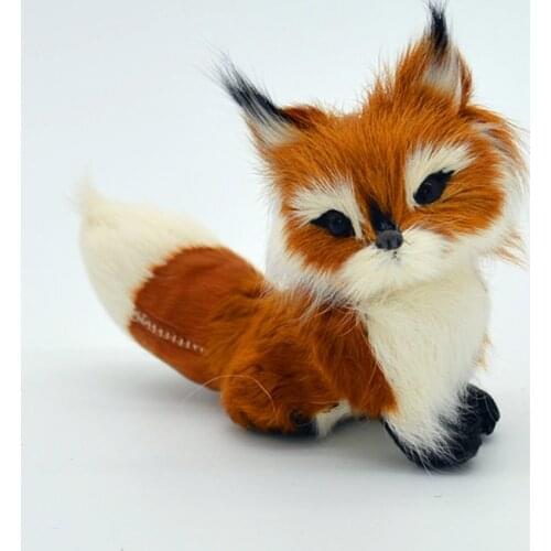 Simulation Brown Fox Toy Furs Squatting Fox Model Home Decoration Animals World With Static Action Figures Toys Gift For Kid
