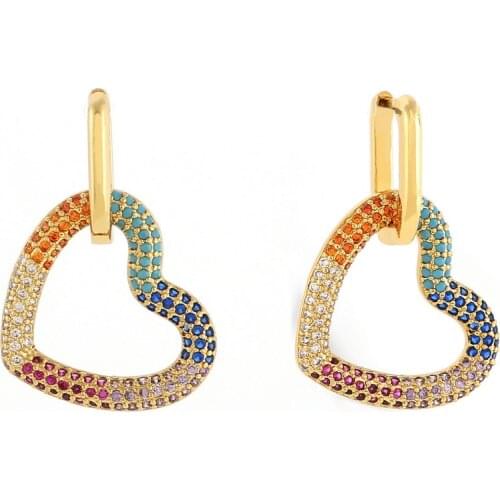 Exquisite women‘s cz gold drop earrings colorful zircon dangle earring for girl star heart earring girl‘s jewelry gift wholesale
