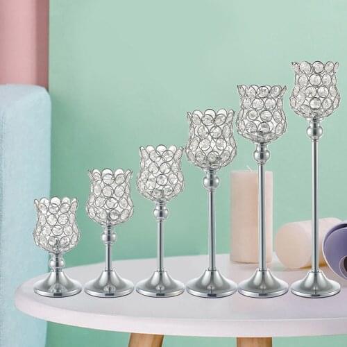 Candelabra Tealight Candle Holder Crystal Candlestick Home Wedding Decor