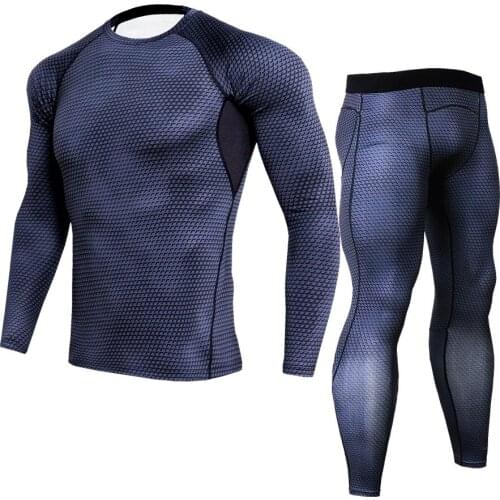 3D print Long sleeved Leggings Tights Mens Long Sleeved sportswear lightning fitness clothes male Long Sleeved suit