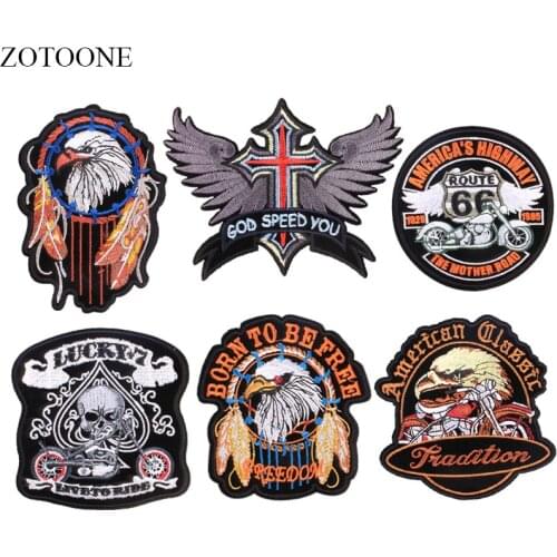 ZOTOONE Iron on Punk Patches for Clothes Jacket Applique Embroidery Motorcycle Eagle Patch Stickers Sew on Fabric Badge DIY