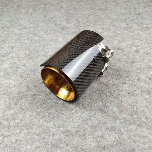 New Style Golden Stainless Steel Exhaust Tail Pipe For B-MW 92MM Outlet Shiny Carbon Fiber Exhaust Tips 1 piece