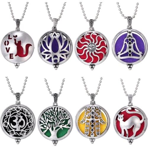 Aromatherapy Diffuser Necklace Open Vintage Lotus Locket Pendant Perfume Essential Oil Diffuser Necklace Aroma Locket Necklaces