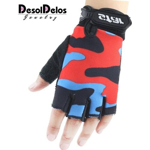 DesolDelos Fingerless Gloves Parent-child Half Finger Mitten Elastic Camouflage Men Women Kids Sport Not Slip Guante S-XXL