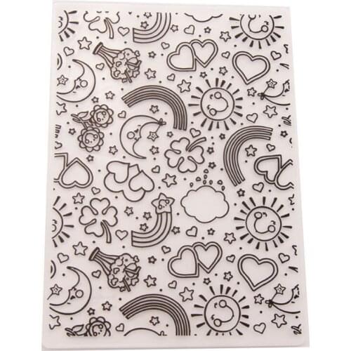 Plastic Weather Rainbow Embossing Folders Rectangle DIY Template For Paper Album Card Making Decorations 17.8 x 12.6cm, 1 Pc