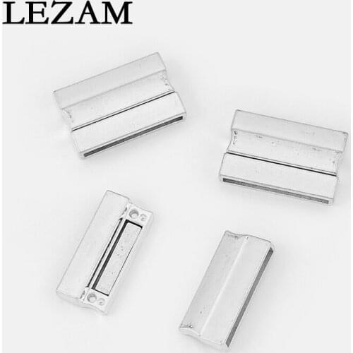 2 Sets 28x3mm Flat Magnetic Clasps Leather Cord Bracelet Necklace Connector End Cap For DIY Jewelry