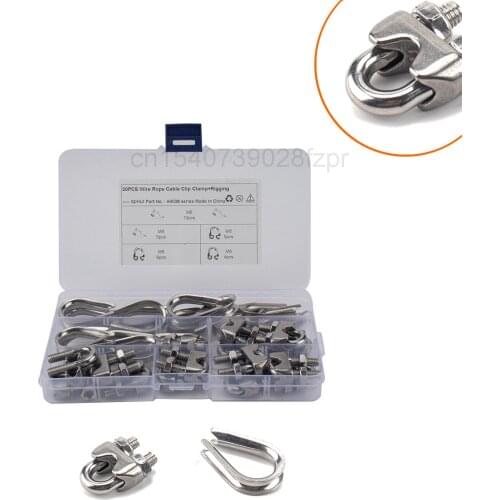 30 Boxed M6 Stainless Steel 304 Wire Rope Collet Cat Claws with Triangular Tube Collar