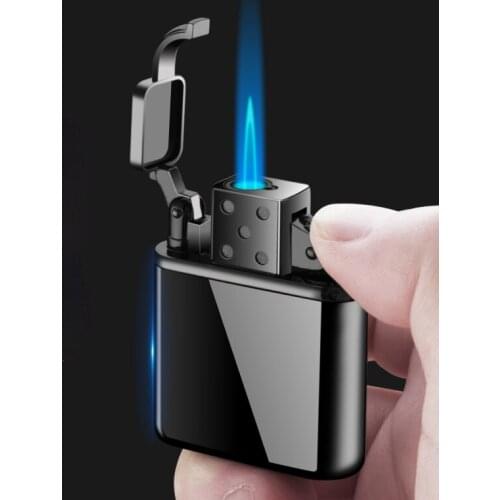 Retro Inflatable Open Lid Push-type Ignition Straight Into The Blue Flame Windproof Metal Creative Lighter Cool Gift for Men