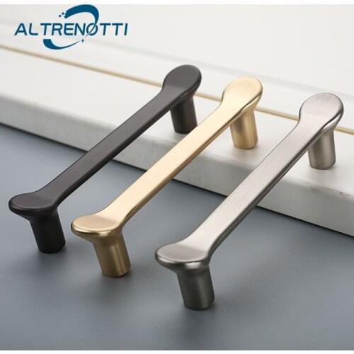 Zinc Alloy Furniture Cabinet Handle Wardrobe Drawer Door Pull Simple Modern Black Gray Gold Kitchen Cupboard Metal Knob Hardware