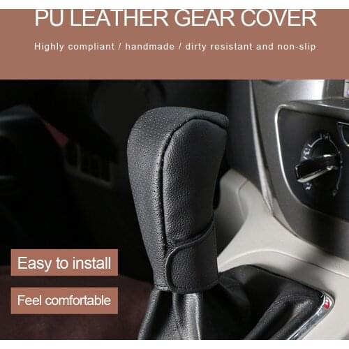 Car Gear Shift Knob Cover Protector Universal PU Leather Non-Slip Car Handbrake Protector Car Accessories