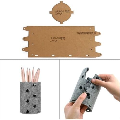 1Set DIY Kraft Paper Template Creative Simple suture-free pen holder Leather Craft Pattern DIY Stencil Sewing Pattern 20cm*9cm