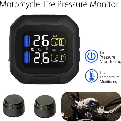 Motorcycle TPMS Tyre Pressure Monitor System LCD Display USB External Sensors Moto Waterproof Wireless Alarm Pressure Gauge