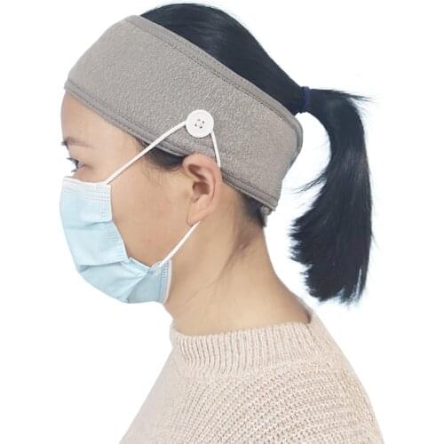 High quality button head band with fastener protect ear10 colors available MOQ10 pcs color mix