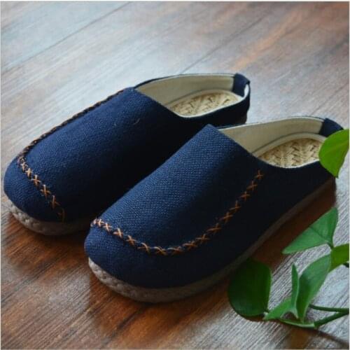 Yunnan Ethnic style hand-made Linen shoes men summer hemp woven cow tendon bottom Shoes cool drag casual lazy big head shoes