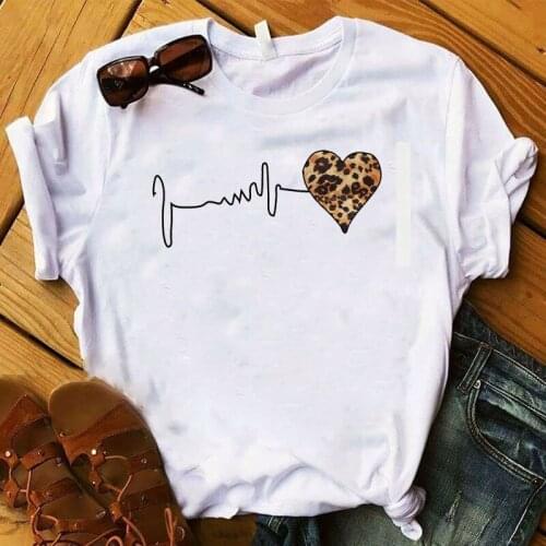 2019 Women Shirt Leopard Love Cute Fashion Summer Women Graphic Printed Top Short Sleeve Tshirt Female Womens T T-shirt