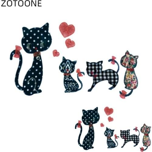 ZOTOONE Cute Cats Patches for Clothes Iron on Heat Transfer Heart Patch for Kids Diy Printed Application Thermo Stickers D