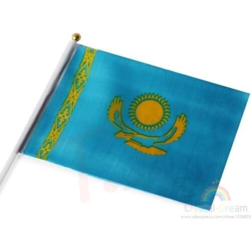 14 * 21 cm Kazakhstan hand signal waving flag small banner flags