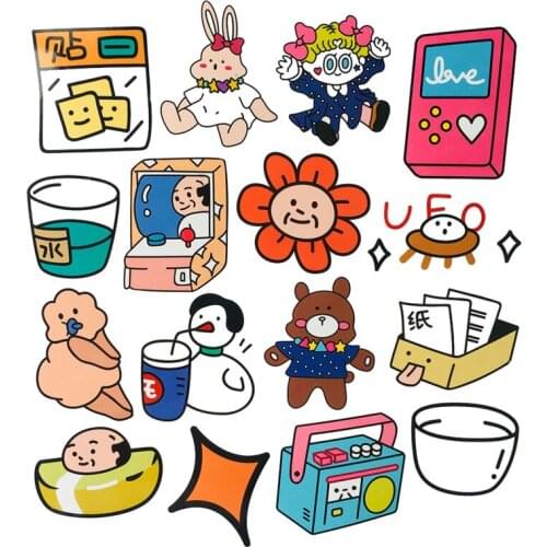 16 Sheets/set Of Cartoon Hand Account Stickers Soft Cute Girl Hand Account PVC Waterproof Removable Material Helmet Stickers