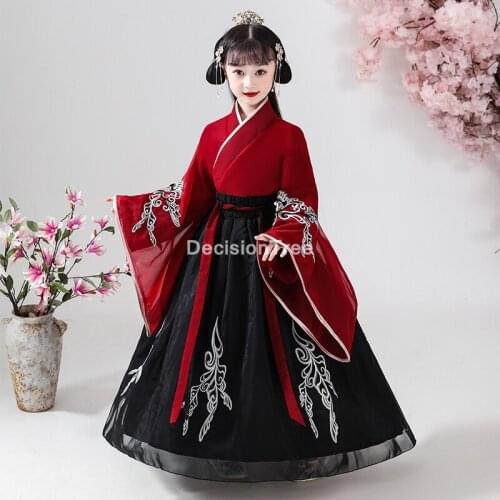 2021 girls hanfu dress chinese tradtional costume hanfu childrens tang dynasty costumes cosplay party dress fairy dress