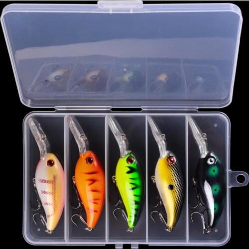 5pcs Bionic Crankbait Minnow VIB Popper Fishing Lures Hard Artificial Bait Kit Fishing Pike Wobblers Sets of Baits with Box
