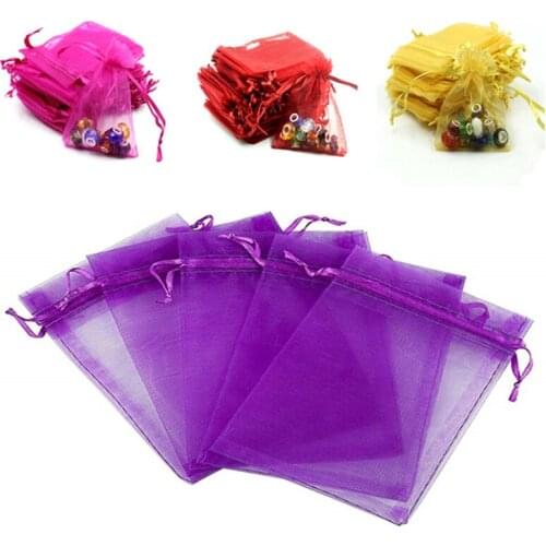50Pcs 7x9cm/9x12cm Pick 19 Colors Jewelry Packaging Drawable Organza Bags/Gift Bags/Pouches Hot Sale 6Z