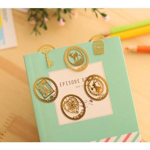 7PCS Kawaii lace borderline Delicate mini hollow out Gold metal Bookmarks For Books Gift Creative Stationery korean papelaria