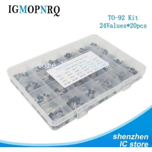 24 Values TO-92 Transistor Assortment Assorted Kit Each BC327 BC337 BC517 BC547 BC548 BC549 2N2222 3906 3904 5401 5551 C945 1015