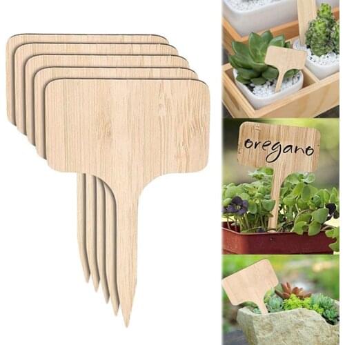 Bamboo Plant Labels T-Type Garden Plants Flowers Markers Tags Eco-Friendly Potted Vegetables Sign Label