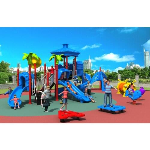 CE/TUV/SGS school outdoor rubber floor playground equipment park plastic slide rocking climbing toys structrue YLW-OUT171089