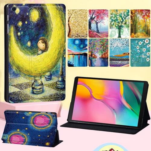 For Samsung Galaxy Tab A 8.0 T290 T295 Anti-Dust Tablet Cover Case Painting Series Leather Stand Cover Case Tablet Accessories