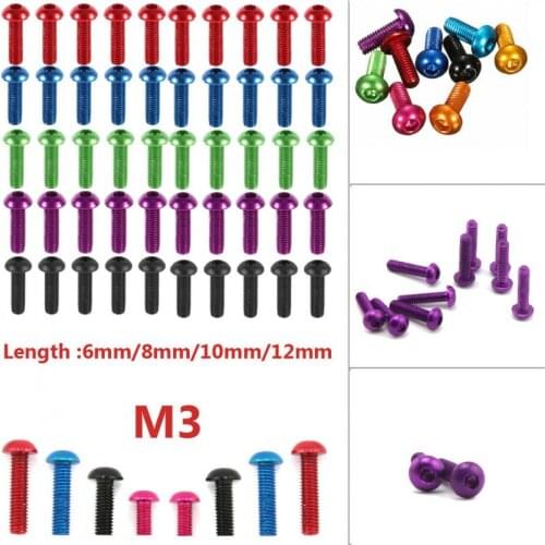 M3 x 5/6/8/10/12 colourful Aluminum hex socket pan round head screw For Model Aircraft Car 10 pcs/bag