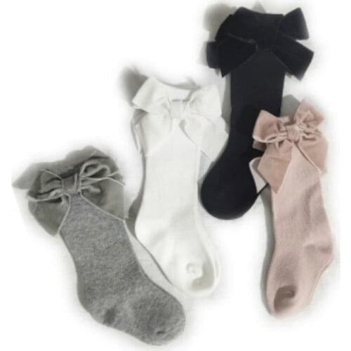 Baby Infant Toddler Girls Solid Big Lace Bow Knot Socks Cute Cotton Soft Baby Children Kid Winter Autumn Warm Socks 0-5Y