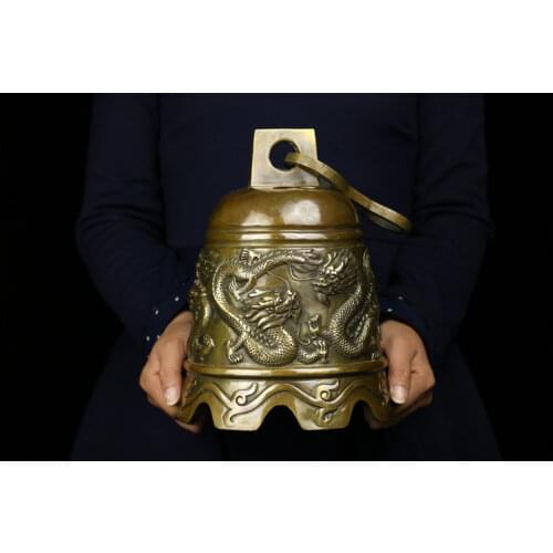 HOME courtyard Temple TOP efficacious Talisman # Exorcisms town curtilage Good luck Bronze dragon bell FENG SHUI Brass statue