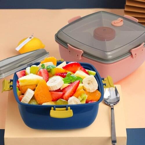 Microwave Double Layer Lunch Box Wooden Feeling Salad Bento Box BPA Free Portable Container Box Workers Student Built-in Fork
