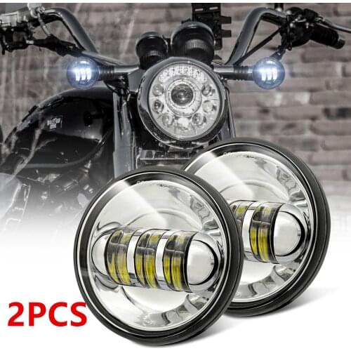 2PCS Motorcycle LED Headlight 3000LM 4-1/2" 4.5inch LED Spotlight Fog Lamps Auxiliary Light Bulb Motorbike Headlight White 6000K