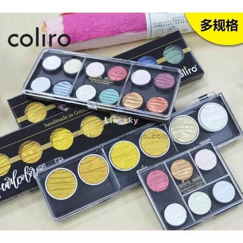 Finetec Coliro M600 M700 M1200,Artist Mica Pearl Watercolor Paint Set,Opaque Metallic Paint (6 Colors,30mm),Art supplies