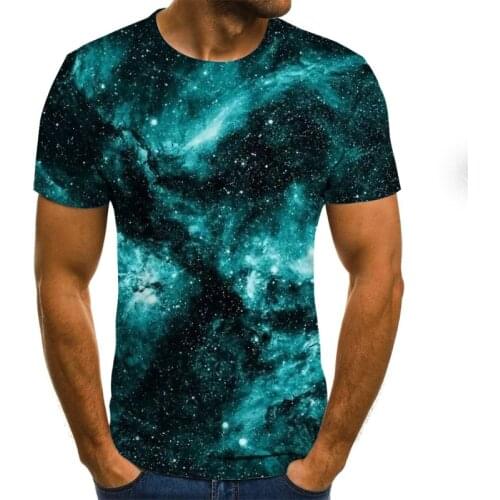 2020 new fashion mens T-shirt beautiful starry sky tops 3D printed short sleeve summer round neck shirt trendy streetwear