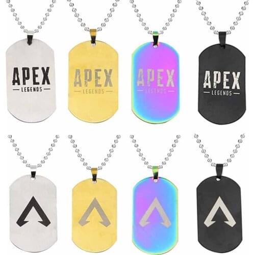 Hot FPS Game Apex Legends Necklace Fashion Stainless Steel Dog Tag Shape Logo Engraved Pendant Necklaces Gift Souvenirs Jewelry