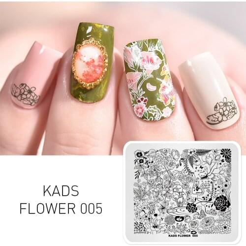 KADS New Arrival Flower 005 Series Long Vine Lace Flower Shape Fantastic Flowers Plate Nail Art Image Stamp for Art Decorations