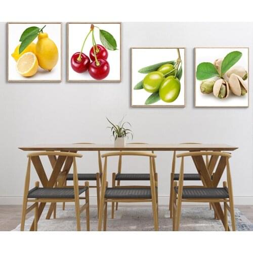 Canvas Pictures For Kitchen Room Wall Art Lemon Cherry Lime Olives Fresh Fruits HD Painting Posters and Prints Home Decoration