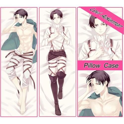 Japanese Anime Evil Levi Ackerman Pillowcases Cosplay Cushion Pillow Case Cover Hugging Body Peach Skin Case Attack on Titan