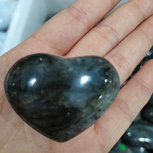 Beautiful Color Natural Labradorite Heart Crystal Rough Polished Stone Healing Decoration Natural Quartz Crystals