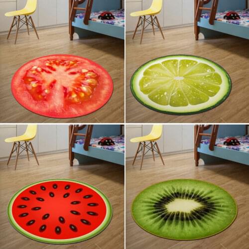 Round Carpet Fruit Print Watermelon Floor Mat for Kids Room Decor Soft Carpets Anti-slip Rugs Computer Chair Mat vloerkleed